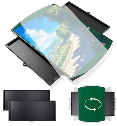 Xubialo Drehbares Puzzlebrett 1500 Teile mit Abdeckung und 2 Schubladen, 360° Drehbares, 86x64cm Tragbarer Puzzletisch Geeignet für Erwachsene PuzzleFans