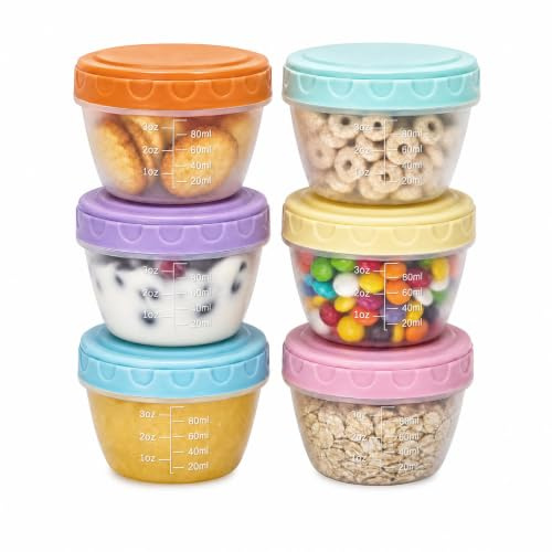 VINATO 6 Pezzo Mini Scatola Per Salse, Scatole per Snack, 120ml Mini Contenitori Per Alimenti Senza BPA, Barattoli Per Congelare Pesto, A Tenuta D'aria - Per Salse, Spezie & Snack
