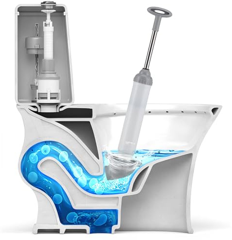 Housoutil Stantuffo ad Alta Pressione per WC e Lavandini Testa Curva Asta in Acciaio Resistente e Ventosa Robusta Strumento per Sturare Scarichi Bagno e Cucina Senza Sforzo