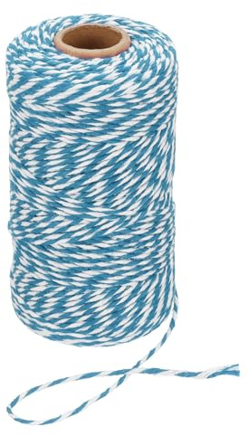 PATIKIL 100m Butcher String Twine, 2mm Cotton Bakers Decorative Twine String Rope Cord for Gift Wrapping Arts Crafts Party Kitchen Gardening, Blue White