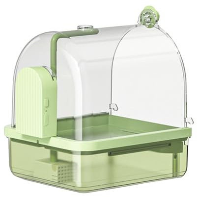 Generisch 2026 Automatische Vogeltränken für Käfige – Innenbad mit Vogelkäfig-Zubehör für Heimvögel, Sittiche, Wellensittiche, Unzertrennliche (Green, 23.5x20x25.5cm)