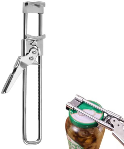 Dosenöffner, Edelstahl Deckelöffner, Verstellbarer Multifunktionaler Glasöffner Flaschenöffner, Kraftsparende Öffnungshilfe für Senioren Menschen mit Arthritis, Praktisches Küchen Zubehör