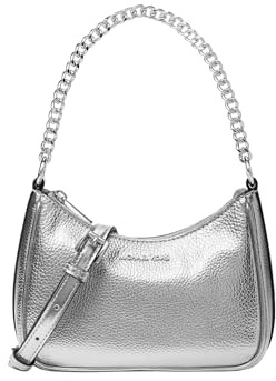 Michael Kors Jet Set Travel Extra-Small Metallic Convertible Crossbody Silver
