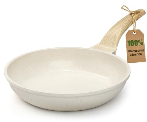 YASHE Padella antiaderente 26 cm, atossica, senza PTFE e PFAS | Formato versatile per carne, verdure e piatti quotidiani; induzione e tutti i piani cottura