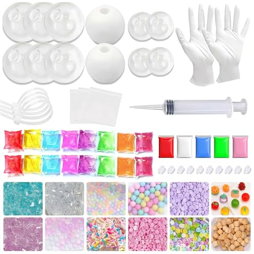 Stressball-Set, Flexible, Leere Stressball-Haut mit Steckern, Kabelbindern und bunten Füllstoffen. Lustiges Bastelset für Kinder und Erwachsene