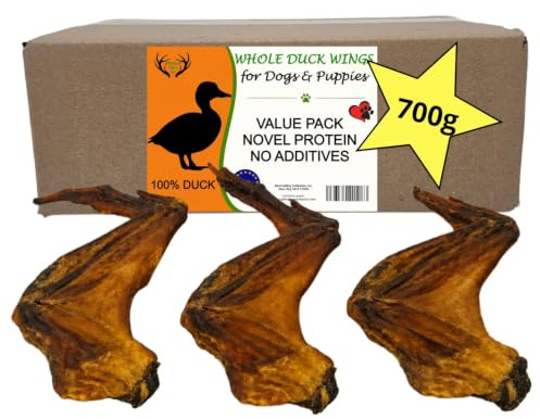 Godis för Hundar och Valpar, Hela Ankvingar, 700 g | Naturliga snacks av fågel - Stora torkade godbitar, hela delar med drumette, vinge och vingpets.