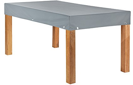 Teak Safe Atmungsaktive Tischplattenhaube Grau eckig 180x90cm mit 15cm Abhang und Ösen im Saum vollflächig atmungsaktiv