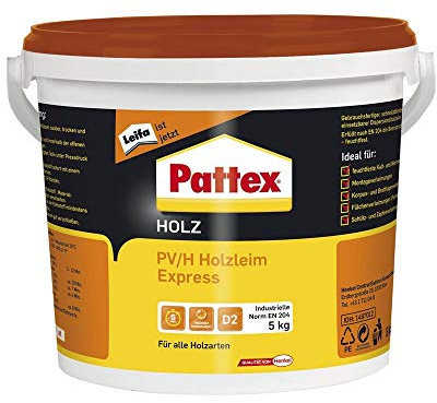 PATTEX 1487012 PV/H Express Holzleim D2 5 kg, Weiß