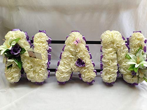 Nan Artificial Silk Funeral Flower Tribute Any 3 Letters Memorial Silky Bouquets (Cerise Pink)