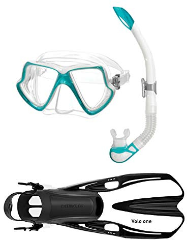 Mares Wahoo + Volo One Schnorchelset (Aqua-weiß, M/L (39-43))