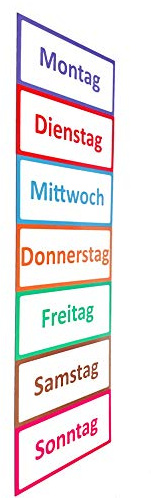 SMILEYBOARD Magnetische Wochentage – 7-teiliges Set (13,5 x 6 cm) für Wochenplaner, Aufgabenplaner & Kalender – Montag bis Sonntag