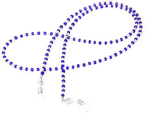 Uonlytech Brillenkette Mit Kristallperlen Und Brillenhalter Ca Stahlseil Und Gummigriffe Blau Und Transparent Zum Verzieren Von Lesebrillen Und Sonnenbrillen