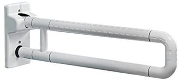 SZLXJMFL Stützklappgriff Edelstahl, Wandstützgriff Klappgriff WC Haltegriff Klappbar Rutschfest Badezimmer Aufstehhilfe Stützgriff Haltegriffefür Senioren Behinderte Schwangere Frau, White (60 cm)