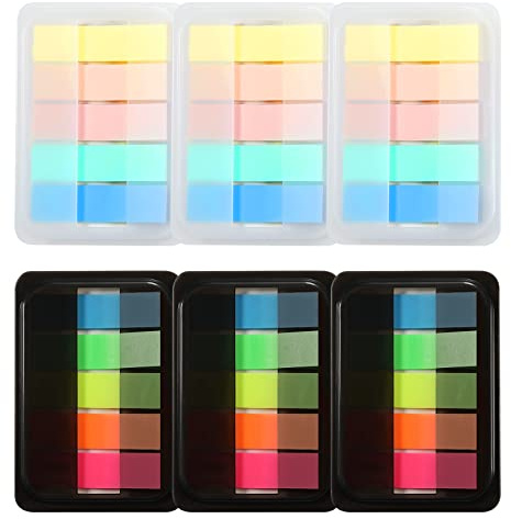 AIEX 600 Pièces Onglets d'Index avec Boîte de Base, PET Multicolore Marqueurs de Page Autocollant Inscriptibles Onglets Collants Adhésifs pour Surligner Dossiers Livres Cahiers (Conception Coulissante