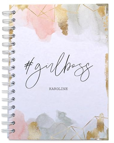 Feenstaub Notizbuch A5 mit Wunschtext, Tagebuch personalisiert, bullet journal a5, Journal Buch Spiralbindung, Ringbuch, Schreibbuch kariert, Notizbücher liniert, Geschenk Kollegin, Hochzeitsplaner