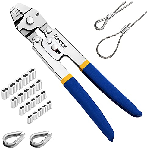 Strumento per la crimpatura di funi metalliche, crimpatura di cavi fino a 2,2 mm con 160 pezzi di alluminio a doppia ghiera e 15 pezzi di acciaio inossidabile.