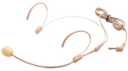 3.5mm Wired Microphone Headset With Detachable Condenser Dual Hook Mic for Teachers, Presenters - Voice Amplifier Studio (Flesh Tint)