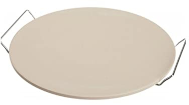 Piastra Cuoci Pizza in pietra refrattaria con supporto in acciaio inox 33x2cm per la preparazione di focacce, lievito di pane o biscotti teglia vassoio