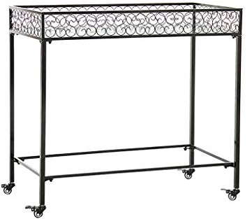 FLBT Pflanzenständer Moderner Blumentopfhalter Blumenständer mit Riemenscheibe Wohnzimmer Balkon Eisen Bodenstehender Pflanzenständer Gartenblumenständer, Schwarz Perfekte Dekoration (Color : A)