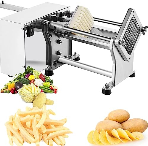 GBHJJ Appareil Decoupe Frite Commercial Coupe-légumes avec Lames en Acier Inoxydable 304 de Dimensions avec 6mm 9mm 13mm Lames, Acier Inoxydable Coupe Pommes Frites Automatique,220V