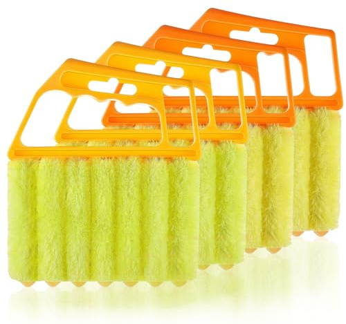 Aruatu 4 Stück Jalousienreiniger Staubwedel Werkzeug mit 7 Bürstenköpfen Staubreiniger Werkzeug waschbar venezianische Handheld Mini Staubwedel Bürste für Fenster & Klimaanlage Jalousien Staub Schmutz
