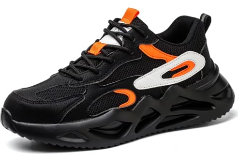 Annvia Arbeitsschuhe Herren S1 Leicht Sicherheitsschuhe Damen Stahlkappenschuhe Atmungsaktiv rutschfeste Arbeitsturnschuhe Schutzschuhe mit Stahlkappe Schwarz größe 43