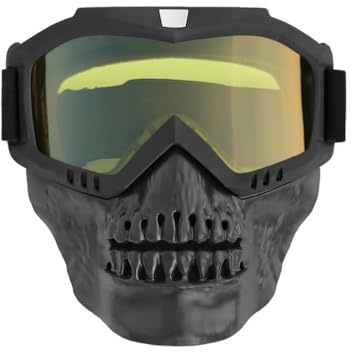 Wokyo Motorradbrillenmaske Winddicht Motorradbrille Motorradhelm Reitbrille Antibeschlag Schutzbrille mit Abnehmbarer Gesichtsmaske Motorrad Motocross-Maske