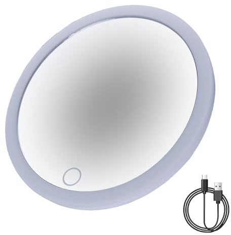 Mitening SpecchioIngranditore 10x Luce, Specchietto 3 Ventose, 15cm Viaggio Trucco, Portatile Preciso Depilazione Sopracciglia