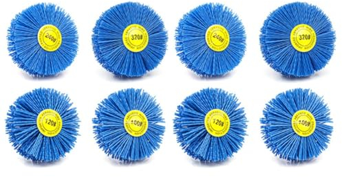 Janasiba 8 Stücke 80X30X6 mm Bohrer Schleif Draht Schleif Scheibe Nylon Borsten Polier Bürste für Möbel Mahagoni Fertig