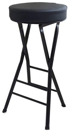 RTTZBOZ Sgabello da Bar Pieghevole, Sgabello Pieghevole Senza Schienale, Sedie Pieghevoli Portatili da Bancone da Interno per Cucina o Sala Giochi (Color : Black A, Size : 63cm/25in 1pcs)