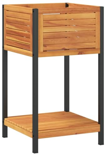 vidaXL Pflanzkübel mit Ablage 45x45x80 cm Massivholz Akazie und Stahl