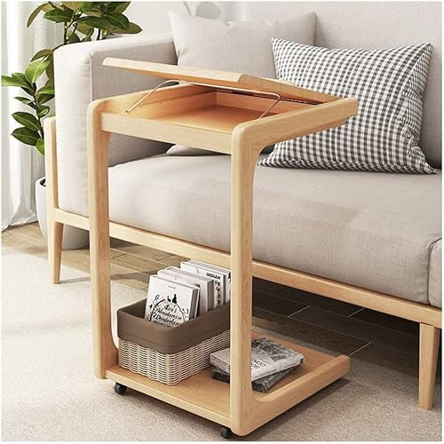 ZWDCVFGK Stehpult Massivholz Beweglicher Überbetttisch Klappbarer Stauraum Sofa Nachttisch Beweglicher Arbeits- Schlafzimmer- Wohnzimmer Mobiler Laptoptisch Tragbarer Kleiner Laptop-Schreibtisch