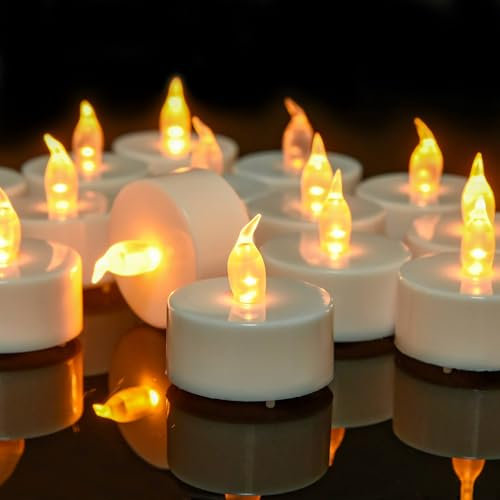 CANDLELAS Set di 24 Candele LED a Lume di Candela Senza Fiamma, Durata Fino a 200 Ore, si può il compleanno,Halloween o altre occasioni essere ampiamente（giallo caldo）