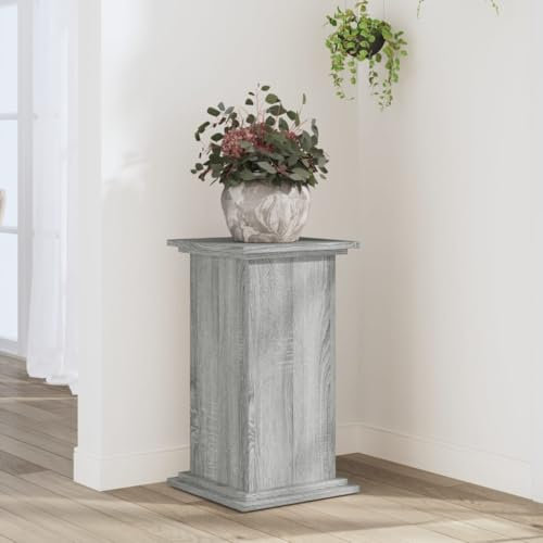 Makastle Indoor Blumenhocker Blumenständer Beistelltisch Blumensäule Dekosäule Modern Pflanzenständer Pflanztisch Pflanzenhocker Blumenregal Säule, Grau Sonoma 33x33x60 cm