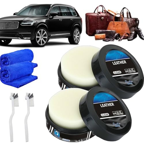 Donubiiu Lot de 2 crèmes de nettoyage et de soin multi-usages pour l'entretien du cuir, crème de nettoyage du cuir de voiture, kit de réparation pour intérieur de voiture, pour voitures, meubles
