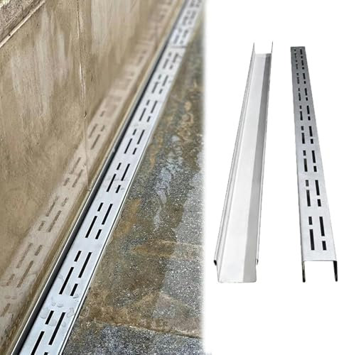 Drainage Channel 3 5 cm High Gutter Drains and Grids, Drainage Trench Cover Set for Driveway/Bathroom/Walkway, Underground Gutter Drainage Systems for Outdoor Floors (L 100 cm (39 3/8 inches), 5 x 3