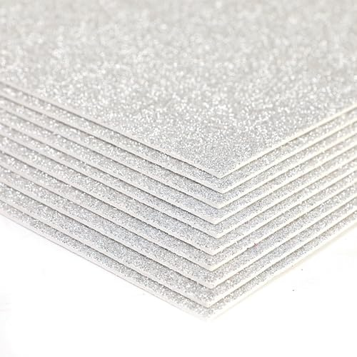 10PCS Foam Sheets Crafts,Glitter Crafts Cardstock Paper,Glitter EVA Foam Sheets Sliver,A4 Glitter Paper for Crafts