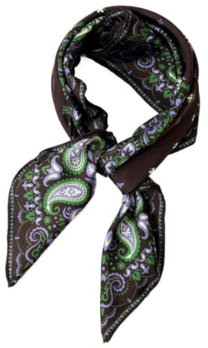 Prettystern Donna Uomo 65cm arrotolato a mano 100% seta sciarpa foulard in Seta Da Collo 25 Paisley verde scudo