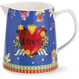 Egan Milk Jug Love - Brocca da latte in porcellana da 630 ml per caffè, tè e bevande - Brocca da cucina ElEgant e resistente, resistente al calore, lavabile in lavastoviglie, stoviglie romantiche per