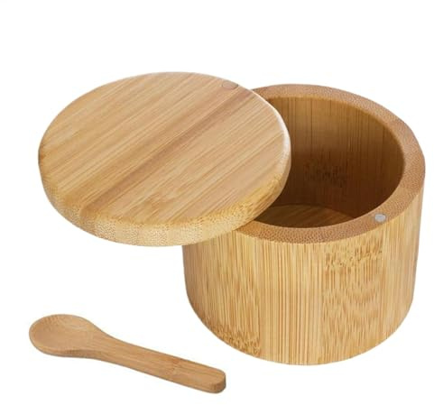 Boîte de bol de cave à sel en bois, boîte de sel en bois Pot de condiments