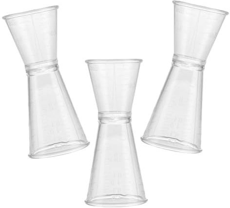 Gatuida Vaso Medidor De Plástico Doble Medidor De Doble Cara Grande Transparente Para Bartender Bar Cócteles Fiesta Juego De 3 Unidades