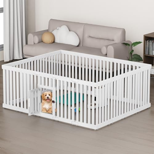 FASRIOU Welpenauslauf Indoor 65cm Hoch, Kunststoff Welpengehege mit rutschfesten Saugnäpfen, Hunde-Laufstall für kleine Hunde, 18 Paneele