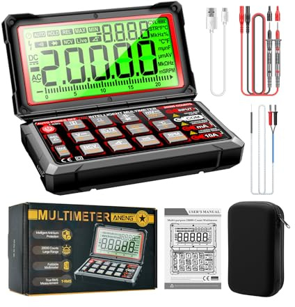 Relogic 623 Car Multimeter Digital Multimeter 20000 Counts RPM mS Pluse Engine Dwell Angle Measure NCV Detection AC/DC Voltage Current Multimeter Live Wire/Diode Test with 5.15inch 180¡ã Screen
