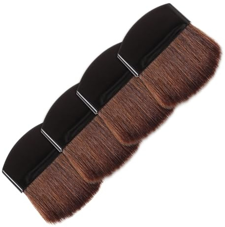 HAMPPLIES Pennelli Make Up e Manico in Plastica Set 4 Nero per Applicare Fard e Cipria Setole Morbide in Pelo di Cavallo Donna per Viso di Precisione