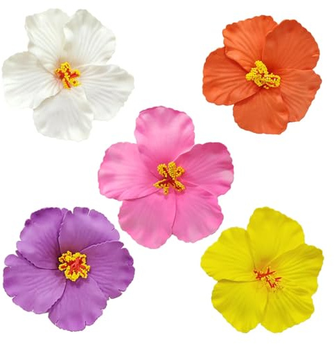 5 Stück Blumen Haarspangen, Hibiskus Haarschmuck 5 Farben | EVA-Blüten 9,5 x 9,5 x 4,1 cm, Metallclip, leicht und rutschfest, für Damen, Mädchen, Strand, Party und Hochzeit