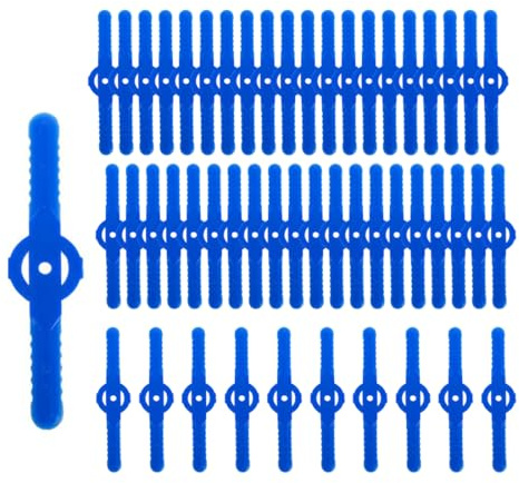 DIFLAX 50 Piezas Cuchilla Desbrozadora, Accesorios Desbrozadora, Cuchilla de Plástico Cortacésped, Repuesto de Cuchilla, Cuchillas de Cambio, Azul, 134 mm Para Jardín, Cortacésped, Bordes de Césped