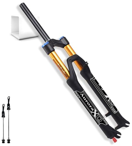 LYYCX AuroraXQ Fourche à Suspension Air pour VTT Descente 26/27,5/29 Pouces Droite/Conique, Voyage 160mm 1-1/8 Alliage D'aluminium 1-1/8 pour VTT, AM, XC, DH(Straight Manual,26 Pouces)