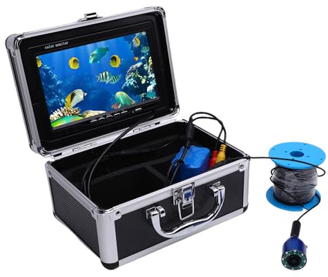 LICAEVEY Unterwasserfischereikamera, 7 Zoll 1080p HD -Bildschirmfischfinder für Ice Lake Boat Kajak Fischerei, 5 MP wasserdichte Tragbare Anfängerfischfinder 30m Kabel (EU-Stecker)
