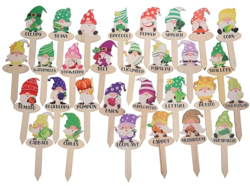 BESPORTBLE 2 Sets Wooden Plant Labels Gnome-Shaped Garden Markers Plant Identification Tags for Flower Beds Pots Greenhouses Gift for Garden Lovers
