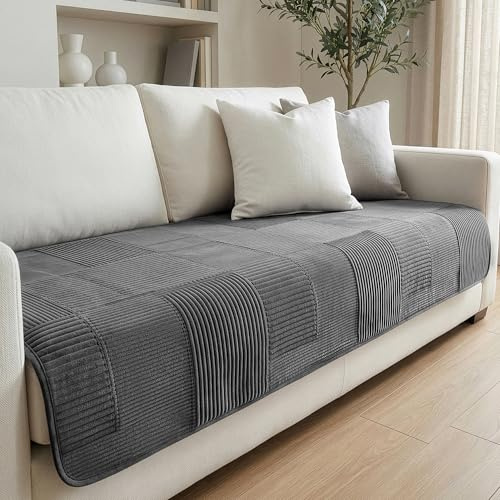 VIRETH HAUS Kristall-Samt Sofabezug, Weicher, Rutschfester Couch Überzug mit geometrischem Muster, Neuer universeller Multi-Size Sofaschutz für Wohnzimmer 1-4 Sitzer (90x160cm)